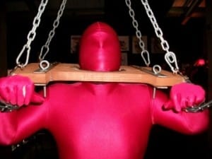 Explore bondage in Dungeon, Auckland, New Zealand Whether its Shibari, rope bondage, chains, handcuffs, straight jacket, metal shackles cages or confinement, and mummification, or sleepsacks, you will be immobile and restricted.